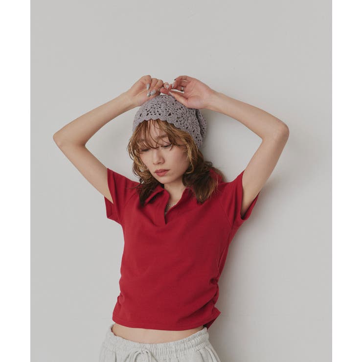 レッド | 【2026SS新作】サイドギャザー フライスコンパクトスキッパーTシャツ | ad thie