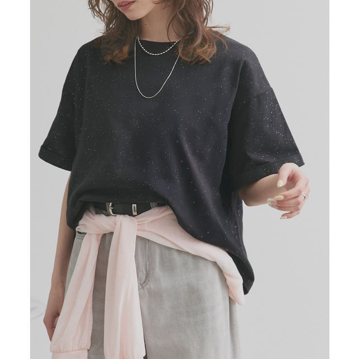 ブラック×ラメ | 【2026SS新作】ロールアップスリーブTシャツ | ad thie