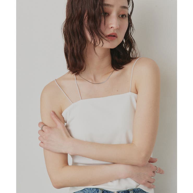【2026SS新作】CICA配合 アシメストラップ カップ付きリブキャミソール | ad thie | 詳細画像10 
