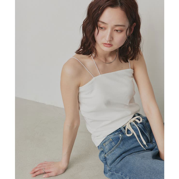 【2026SS新作】CICA配合 アシメストラップ カップ付きリブキャミソール | ad thie | 詳細画像11 