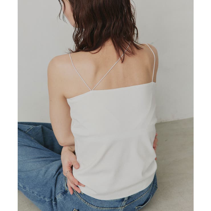 【2026SS新作】CICA配合 アシメストラップ カップ付きリブキャミソール | ad thie | 詳細画像12 