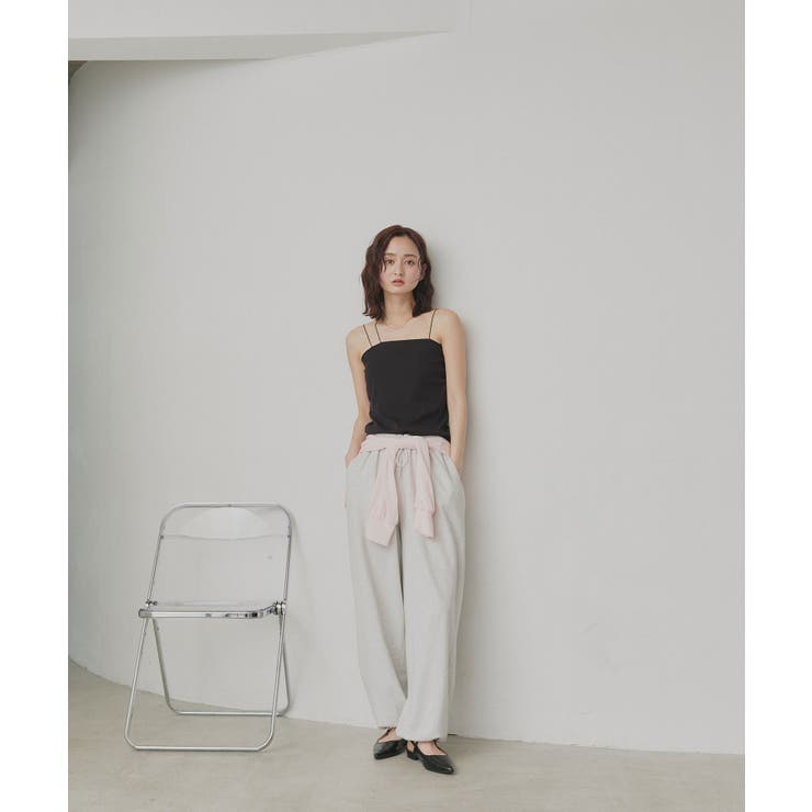 【2026SS新作】CICA配合 アシメストラップ カップ付きリブキャミソール | ad thie | 詳細画像13 