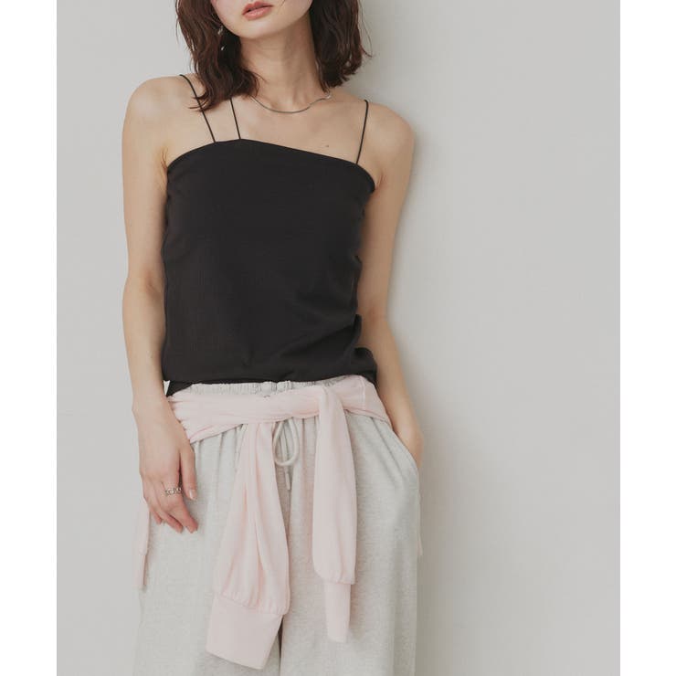 【2026SS新作】CICA配合 アシメストラップ カップ付きリブキャミソール | ad thie | 詳細画像15 