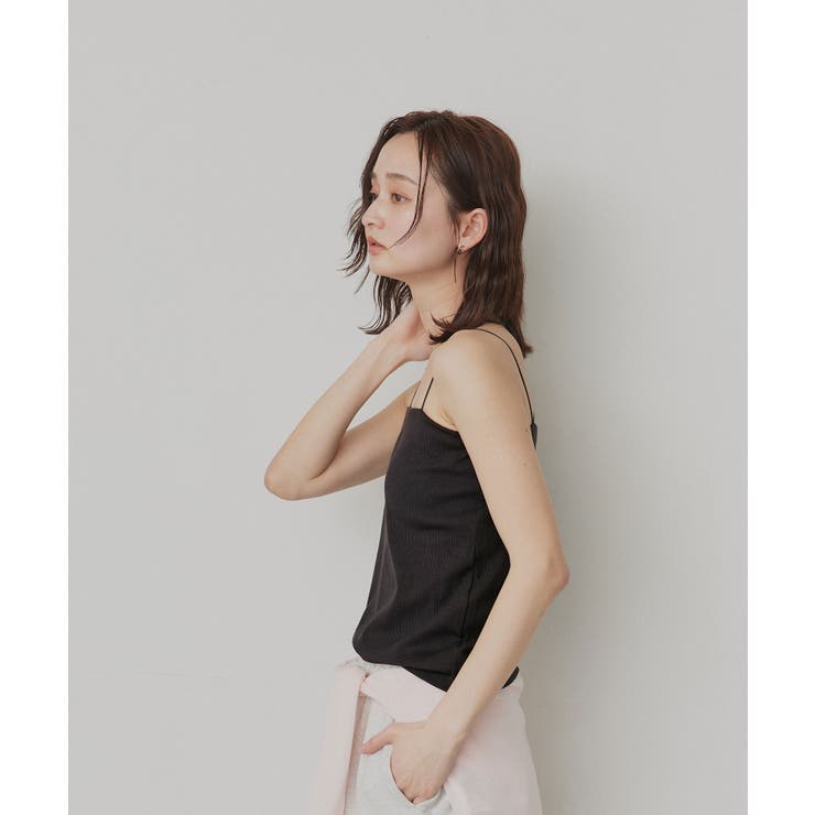 【2026SS新作】CICA配合 アシメストラップ カップ付きリブキャミソール | ad thie | 詳細画像17 