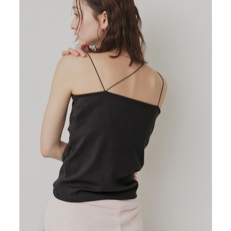 【2026SS新作】CICA配合 アシメストラップ カップ付きリブキャミソール | ad thie | 詳細画像18 