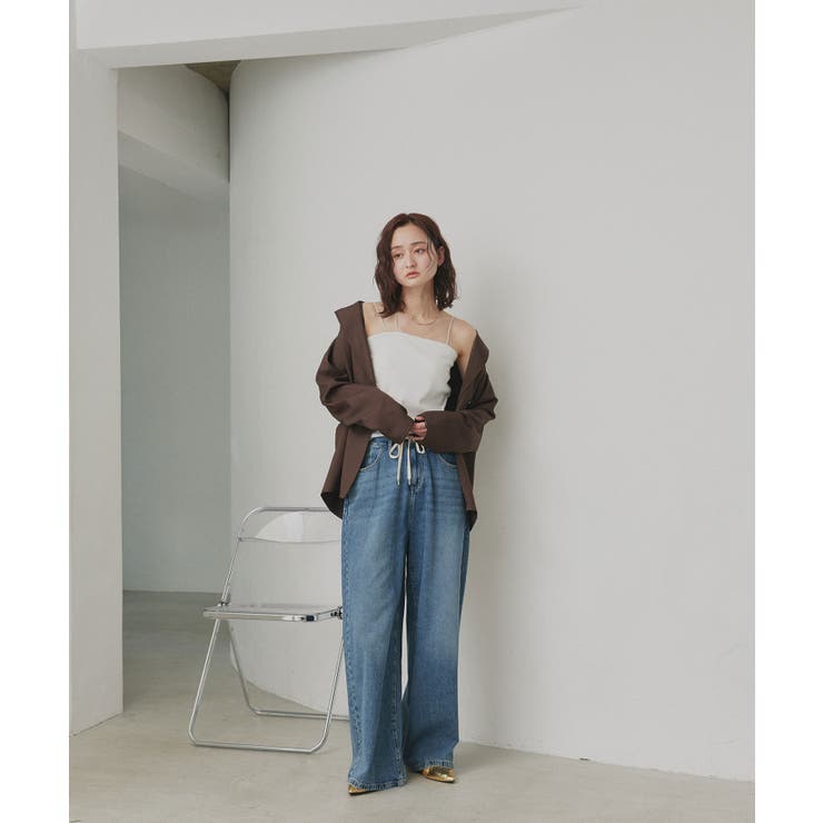 【2026SS新作】CICA配合 アシメストラップ カップ付きリブキャミソール | ad thie | 詳細画像2 