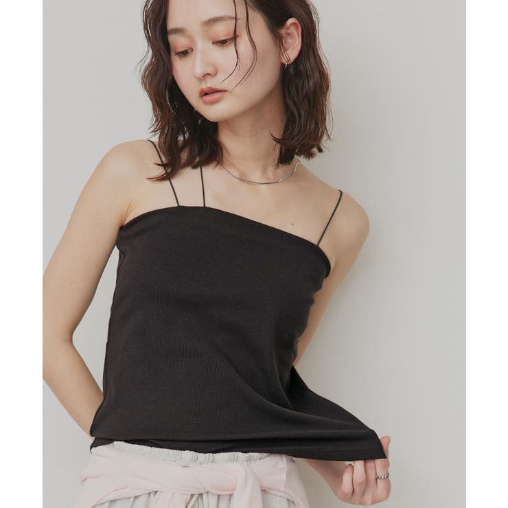 【2026SS新作】CICA配合 アシメストラップ カップ付きリブキャミソール | ad thie | 詳細画像20 