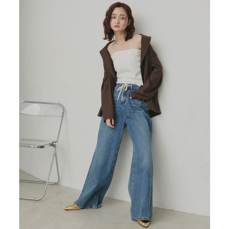 【2026SS新作】CICA配合 アシメストラップ カップ付きリブキャミソール | ad thie | 詳細画像4 