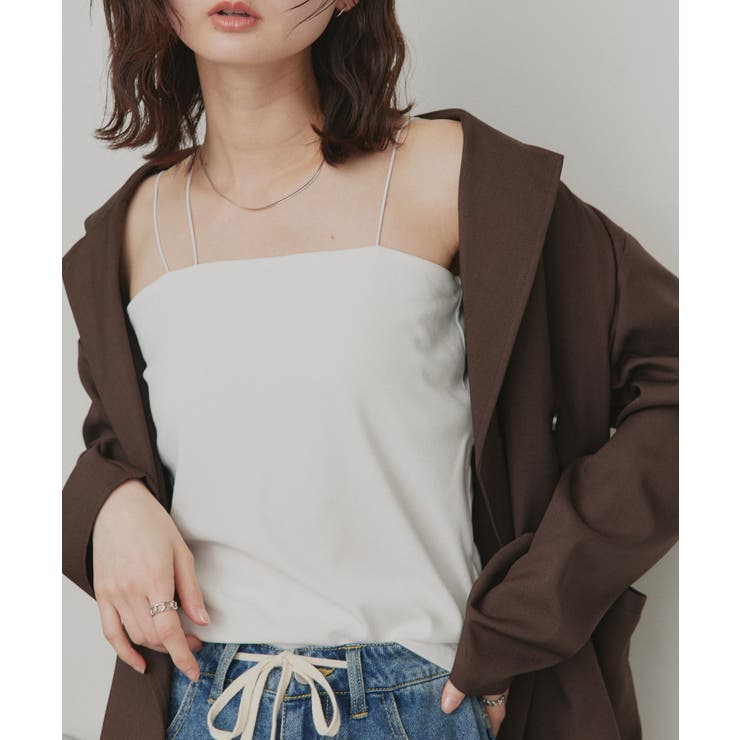 【2026SS新作】CICA配合 アシメストラップ カップ付きリブキャミソール | ad thie | 詳細画像5 