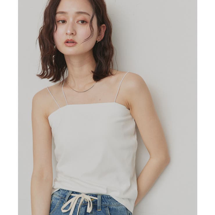 【2026SS新作】CICA配合 アシメストラップ カップ付きリブキャミソール | ad thie | 詳細画像8 