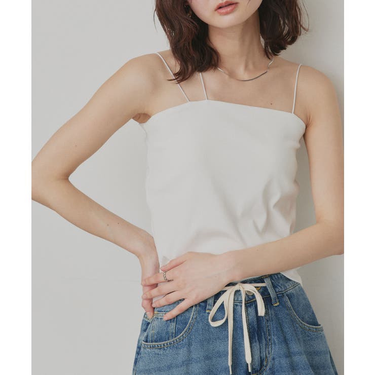 【2026SS新作】CICA配合 アシメストラップ カップ付きリブキャミソール | ad thie | 詳細画像9 