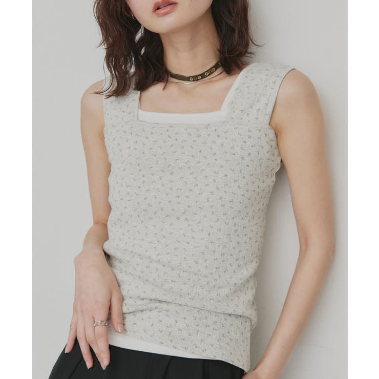 【2026SS新作】小花柄スクエアネックタンクトップ | ad thie | 詳細画像13 