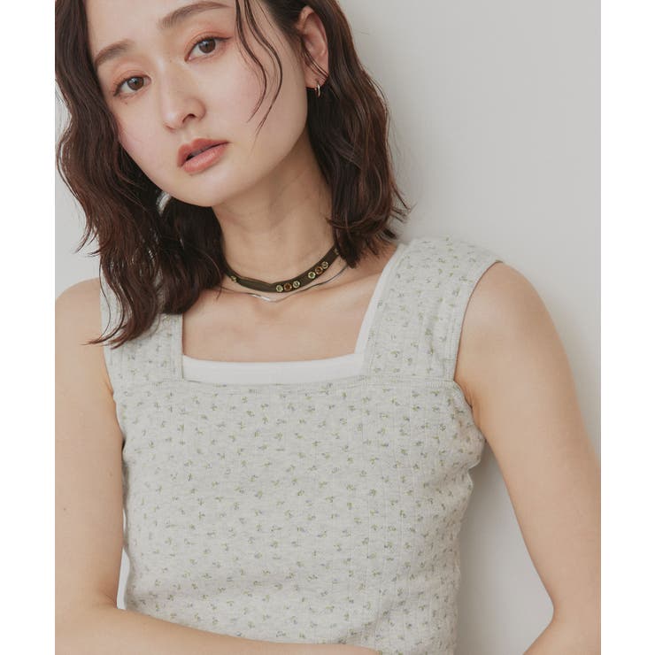 【2026SS新作】小花柄スクエアネックタンクトップ | ad thie | 詳細画像14 