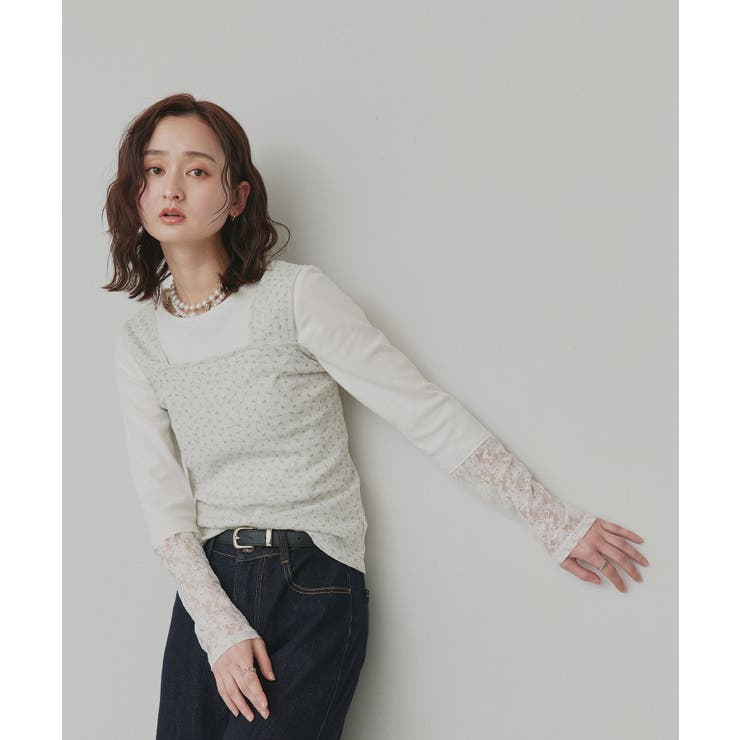 【2026SS新作】小花柄スクエアネックタンクトップ | ad thie | 詳細画像18 