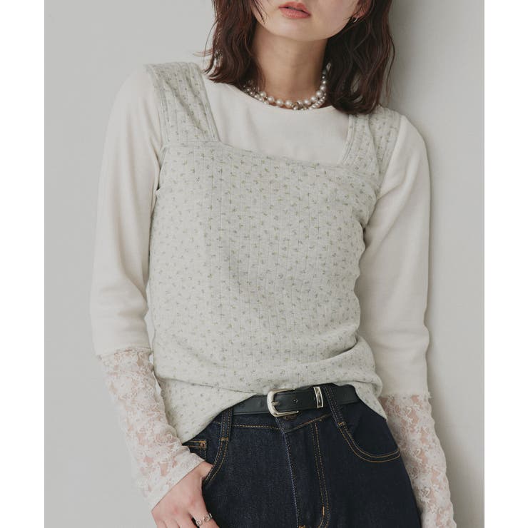 【2026SS新作】小花柄スクエアネックタンクトップ | ad thie | 詳細画像19 