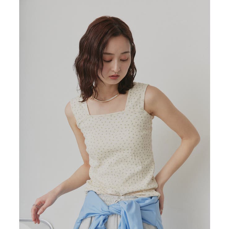 【2026SS新作】小花柄スクエアネックタンクトップ | ad thie | 詳細画像21 