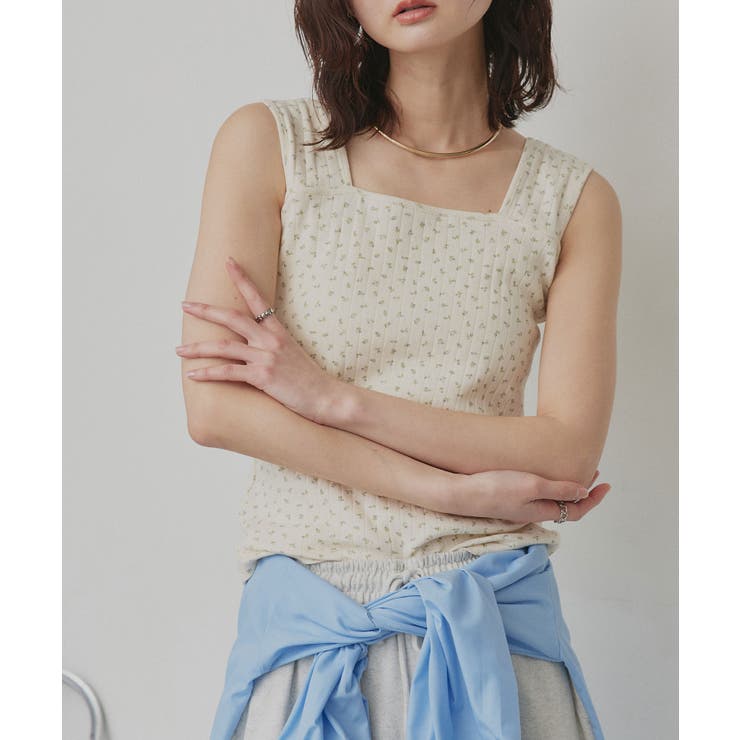 【2026SS新作】小花柄スクエアネックタンクトップ | ad thie | 詳細画像22 