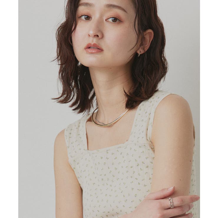 【2026SS新作】小花柄スクエアネックタンクトップ | ad thie | 詳細画像23 