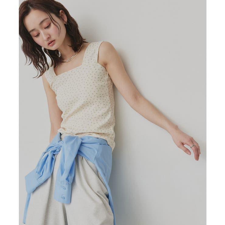 【2026SS新作】小花柄スクエアネックタンクトップ | ad thie | 詳細画像24 