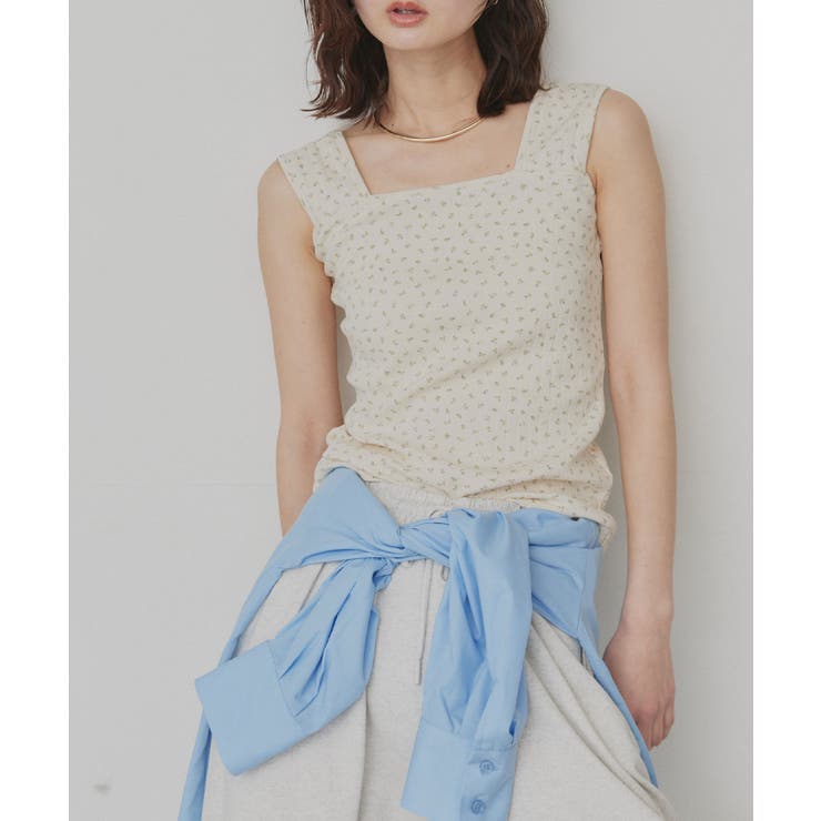 【2026SS新作】小花柄スクエアネックタンクトップ | ad thie | 詳細画像25 