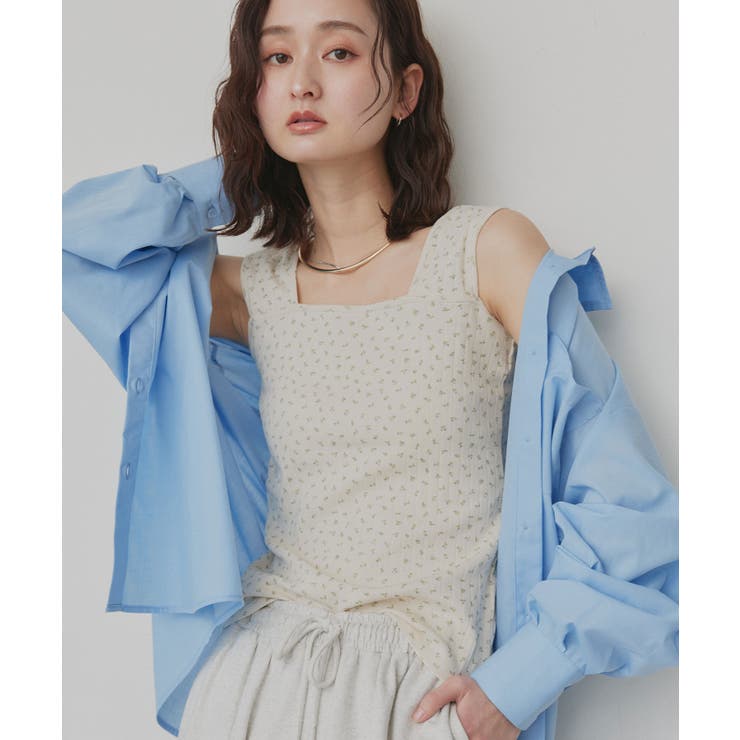 【2026SS新作】小花柄スクエアネックタンクトップ | ad thie | 詳細画像27 