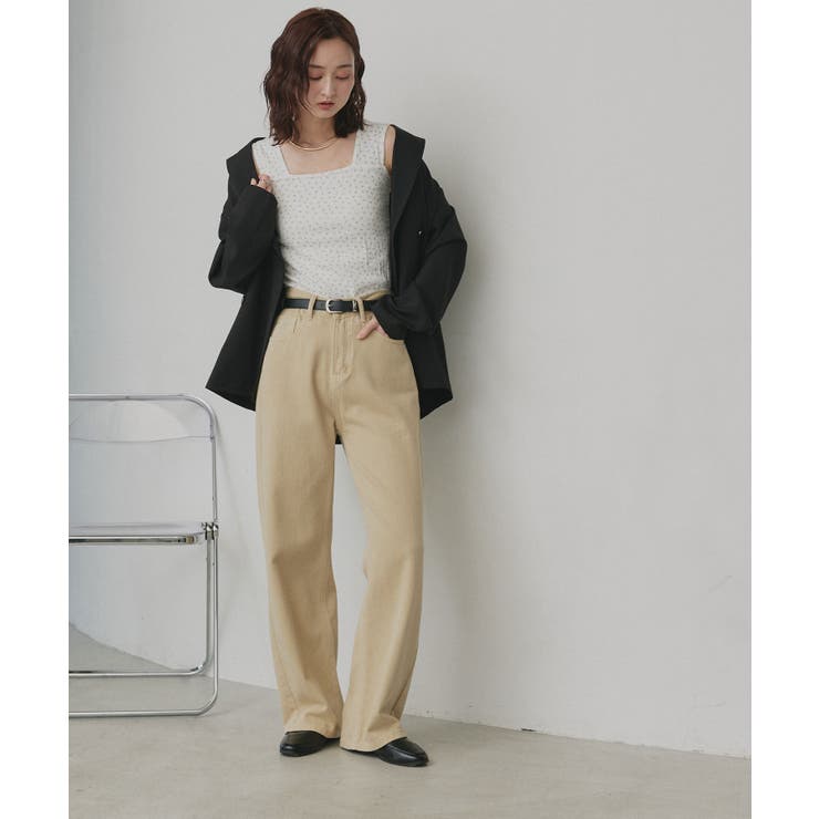 【2026SS新作】小花柄スクエアネックタンクトップ | ad thie | 詳細画像3 