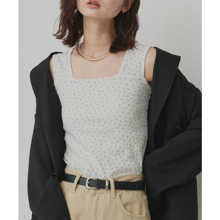 【2026SS新作】小花柄スクエアネックタンクトップ | ad thie | 詳細画像4 