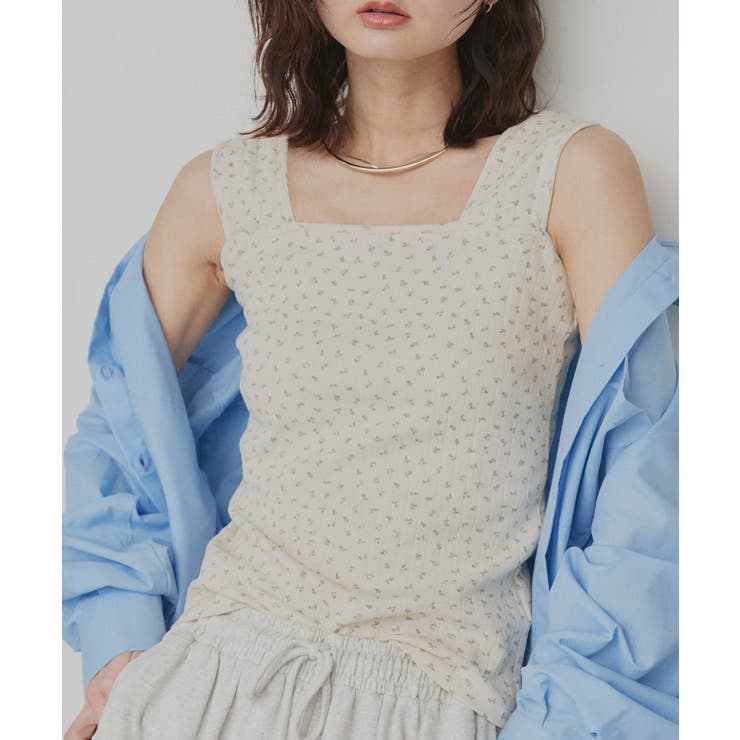 アイボリー | 【2026SS新作】小花柄スクエアネックタンクトップ | ad thie