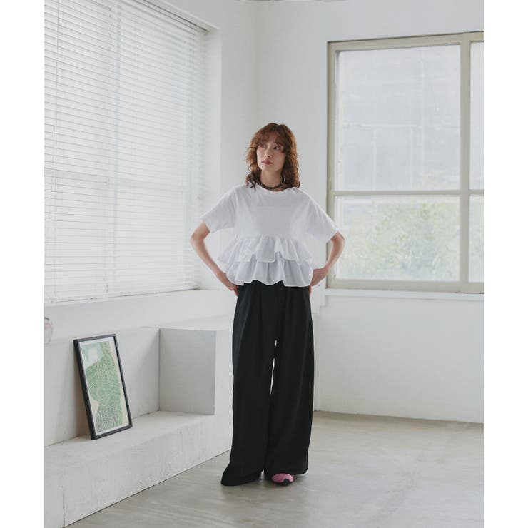 【2026SS新作】ティアードフリル ショート丈Tシャツ | ad thie | 詳細画像2 