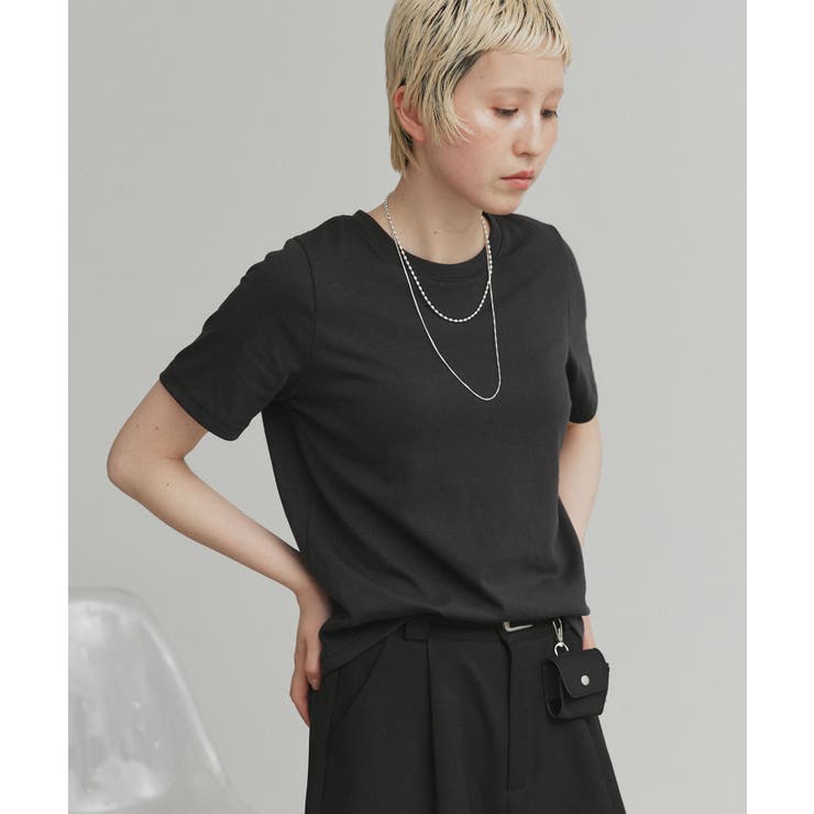 ブラック | 【2026SS新作】カップ付きベーシックコンパクトTシャツ | ad thie