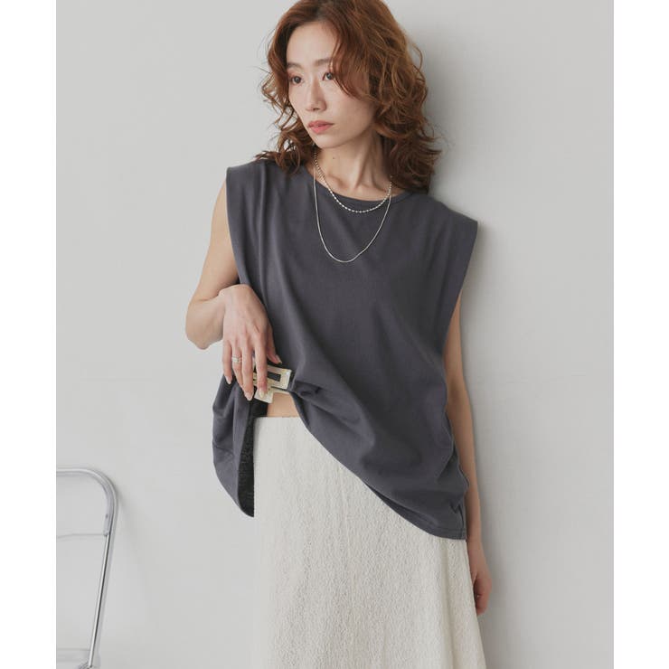 チャコール | 【2026SS新作】サイドタックノースリーブTシャツ | ad thie