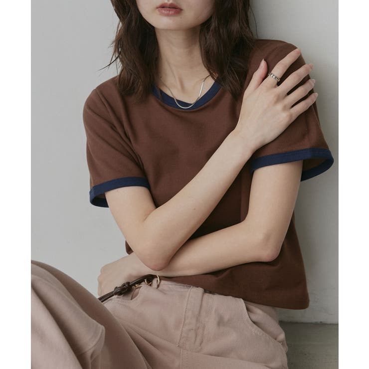 【2026SS新作】ショート丈 リンガーデザインTシャツ | ad thie | 詳細画像34 