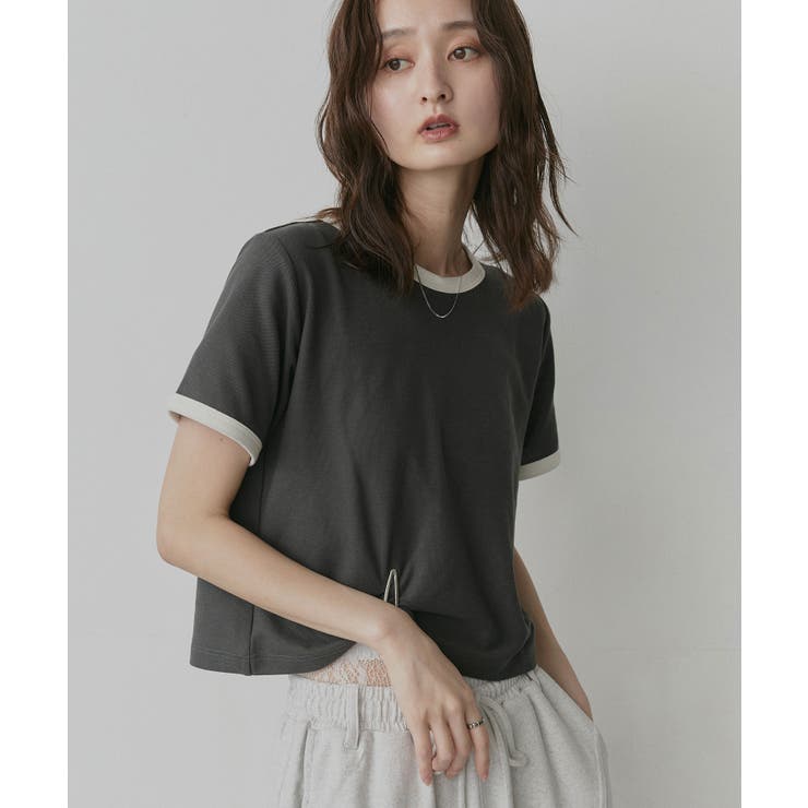 【2026SS新作】ショート丈 リンガーデザインTシャツ | ad thie | 詳細画像8 
