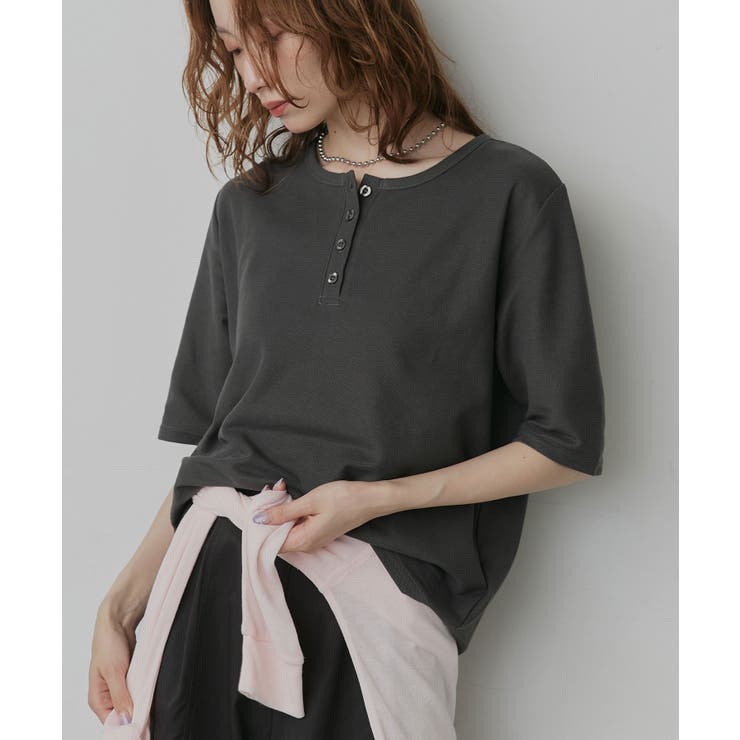 チャコール | 【2026SS新作】ベーシック ヘンリーネック Tシャツ | ad thie