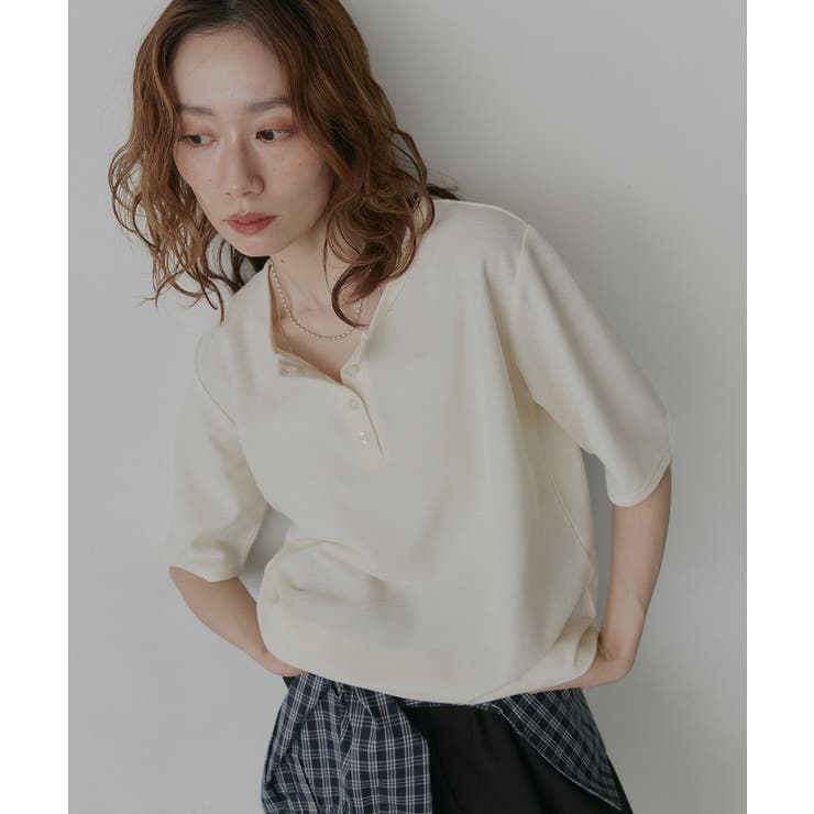アイボリー | 【2026SS新作】ベーシック ヘンリーネック Tシャツ | ad thie