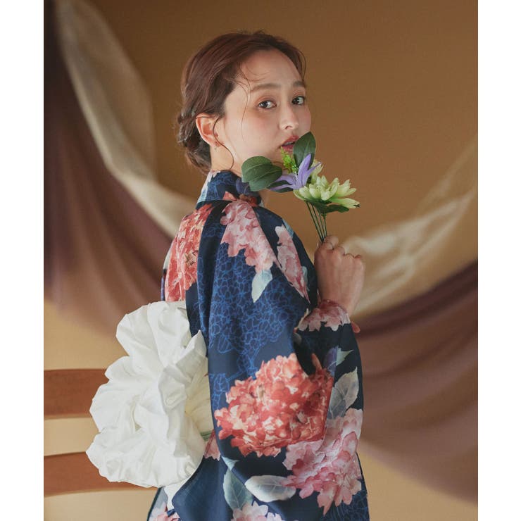 【2026SS新作】紫陽花柄 セパレート浴衣4点セット ワンピースタイプ | ad thie | 詳細画像11 