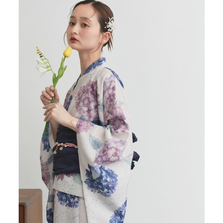 【2026SS新作】紫陽花柄 セパレート浴衣4点セット ワンピースタイプ | ad thie | 詳細画像34 