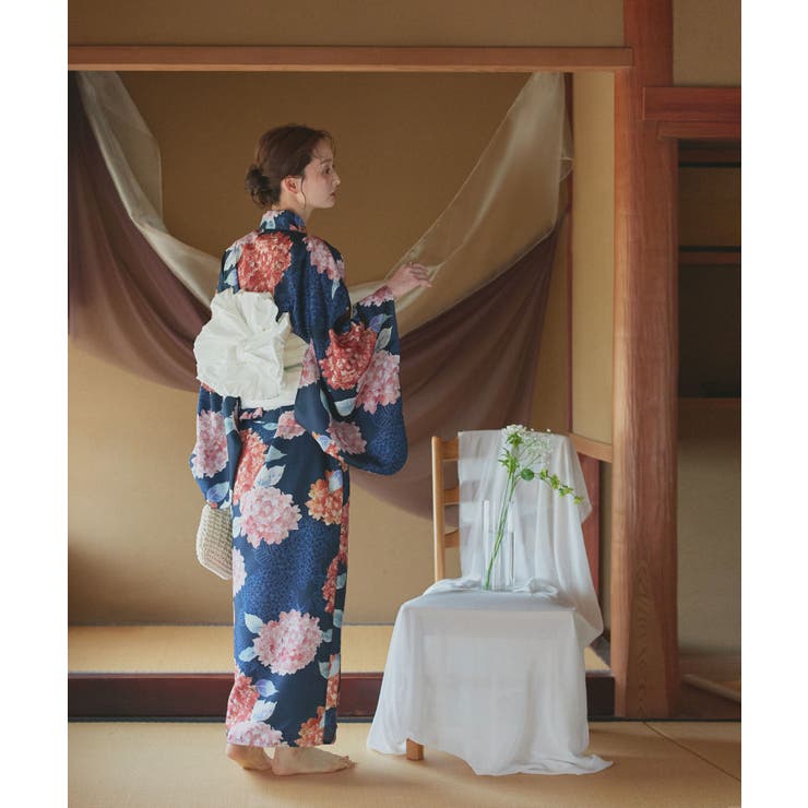 【2026SS新作】紫陽花柄 セパレート浴衣4点セット ワンピースタイプ | ad thie | 詳細画像5 