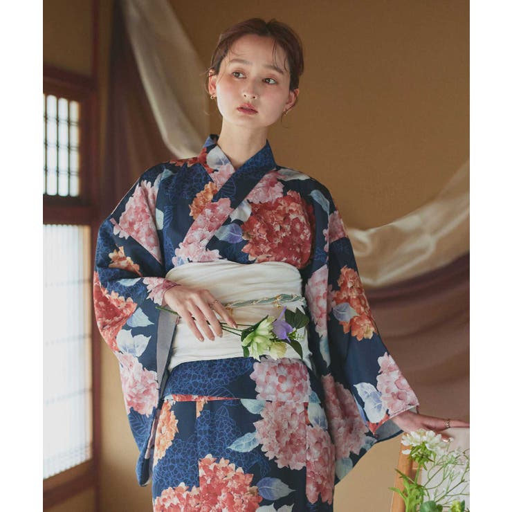 【2026SS新作】紫陽花柄 セパレート浴衣4点セット ワンピースタイプ | ad thie | 詳細画像6 