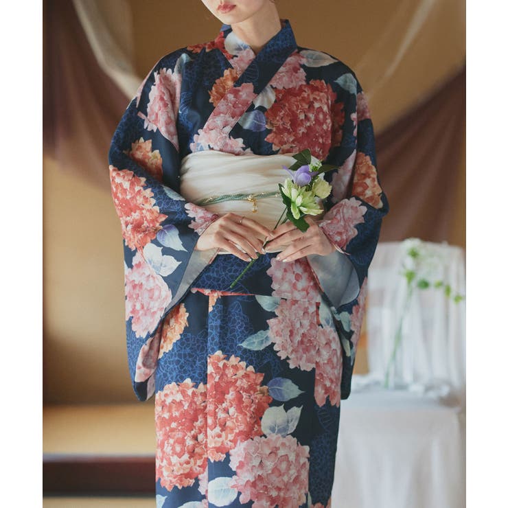 【2026SS新作】紫陽花柄 セパレート浴衣4点セット ワンピースタイプ | ad thie | 詳細画像8 