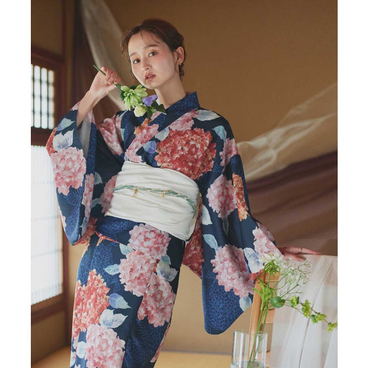 【2026SS新作】紫陽花柄 セパレート浴衣4点セット ワンピースタイプ | ad thie | 詳細画像9 