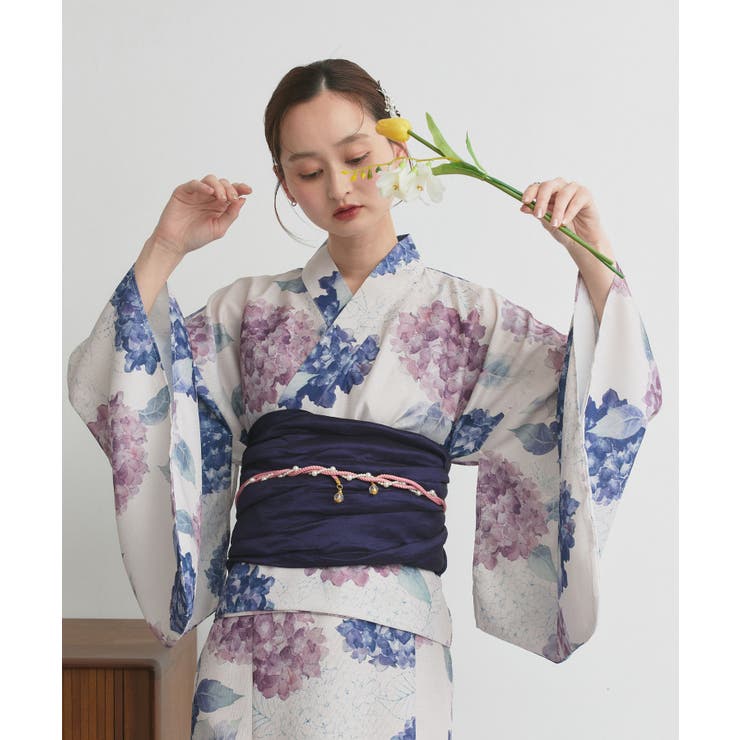 ナチュラル | 【2026SS新作】紫陽花柄 セパレート浴衣4点セット ワンピースタイプ | ad thie