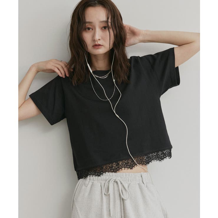 【2026SS新作】レースドッキングショート丈Tシャツ | ad thie | 詳細画像21 