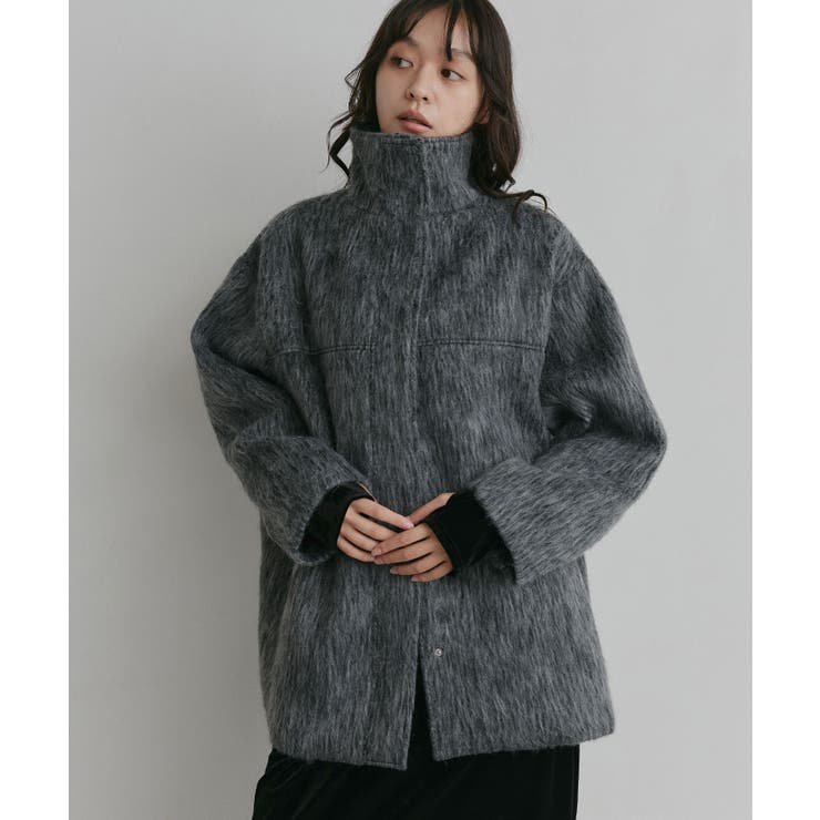 【2026AW新作】ミディ丈 シャギースタンドカラーコート | ad thie | 詳細画像14 