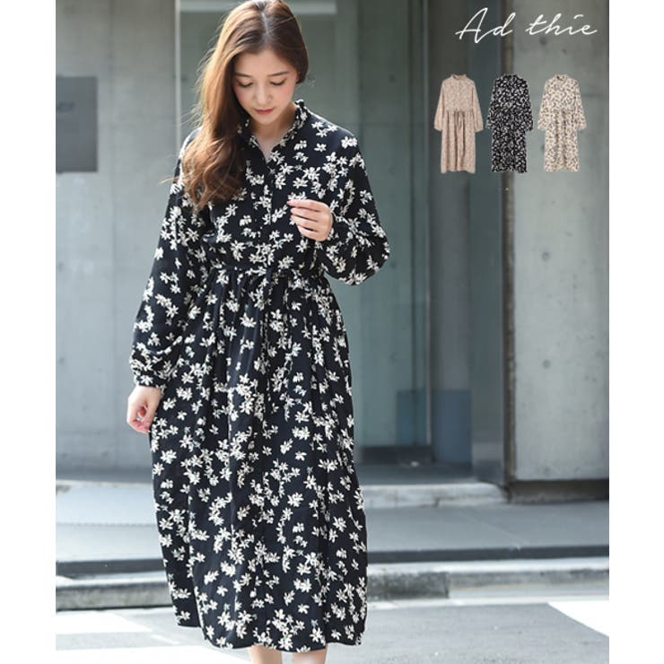 バックプリーツ花柄シャツワンピース[品番：ADEW0000085]｜ad thie