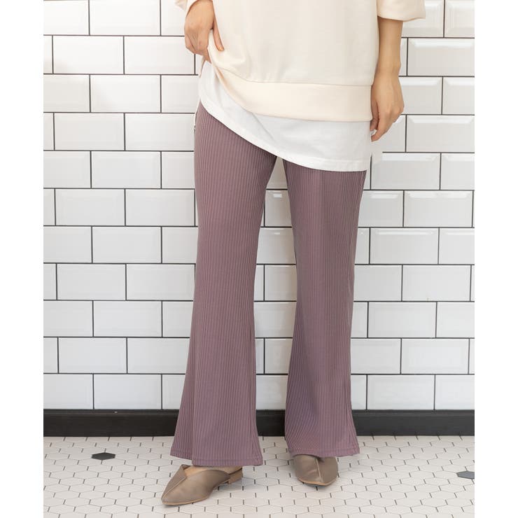 パープル | リブイージーカットパンツ レディース パンツ | ad thie