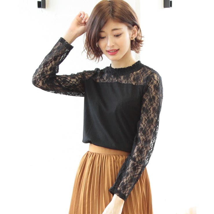 テレコ切替レースロングtシャツ 春 夏 ロンt トップス インナー レディース 品番 Adew Ad Thie アドティエ のレディース ファッション通販 Shoplist ショップリスト