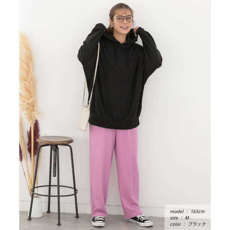 裏シャギー裏起毛ドロップショルダーBIGパーカー スウェット[品番