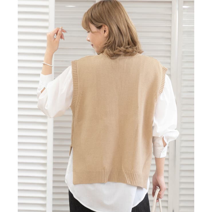 ゆったりケーブルニットベスト ベスト ケーブル[品番：ADEW0000139