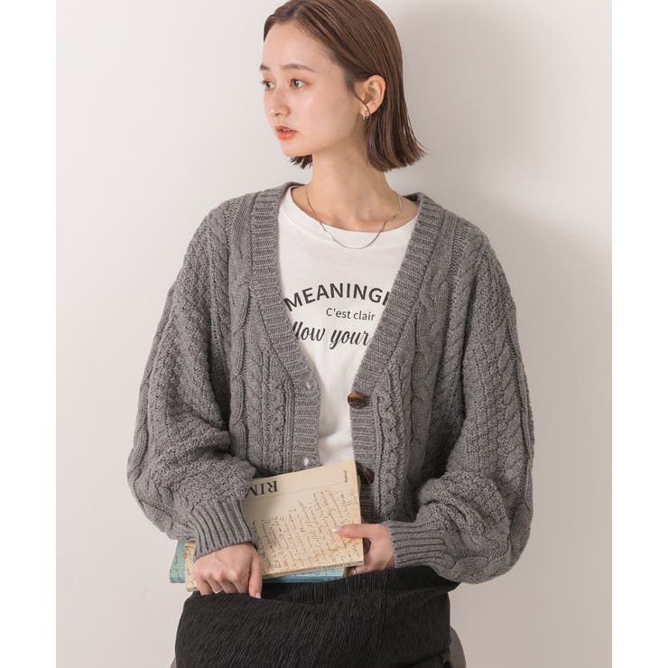 ボリュームスリーブ ケーブルニットカーディガン | ad thie | 詳細画像11 